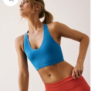 Free People Movement Perfect Ribbed Racerback Bra in Cobalt Blue